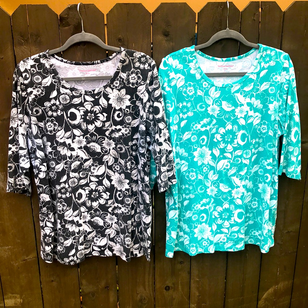 Two Essential Distressed Flower Print Cotton Tunics